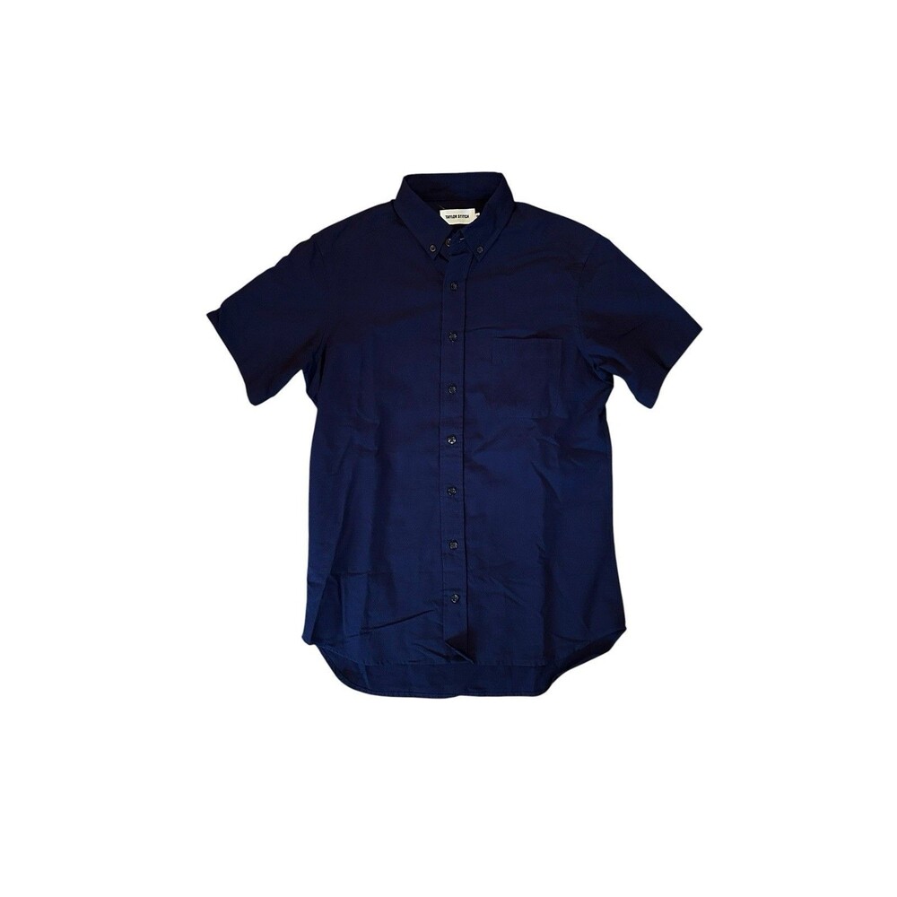 Taylor Stitch Jack Shirt Mens 38 Blue Short Sleeve Button Up Organic Cotton
